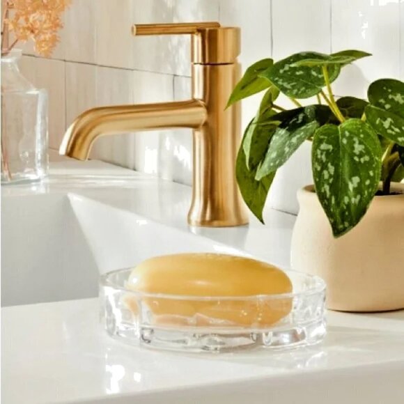 Hearth & Hand Magnolia Sculpted Glass Soap Dish Clear - Picture 2 of 6